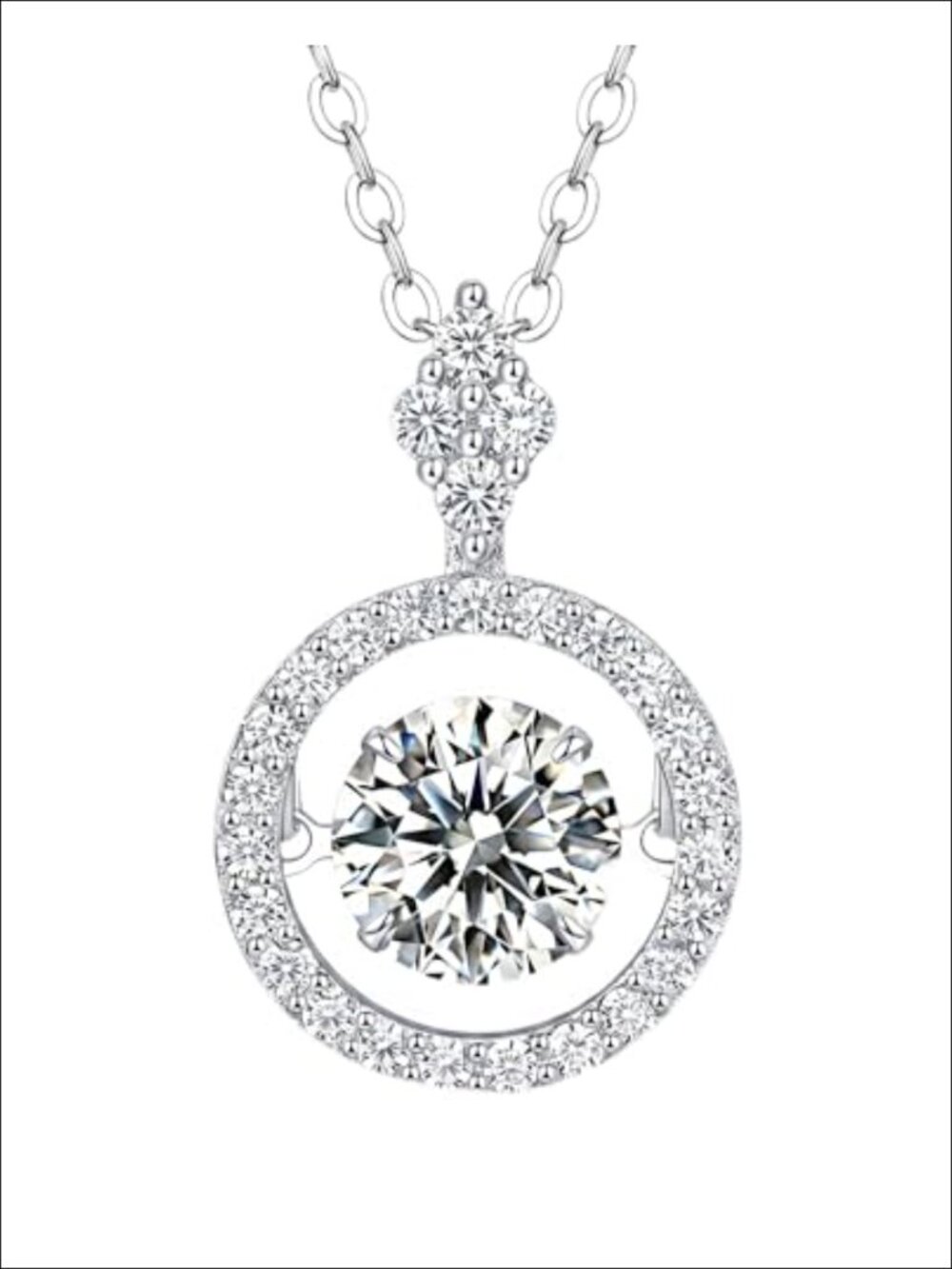 Moissanite Pendant Necklace 925 Sterling Silver 18K White Gold Plated